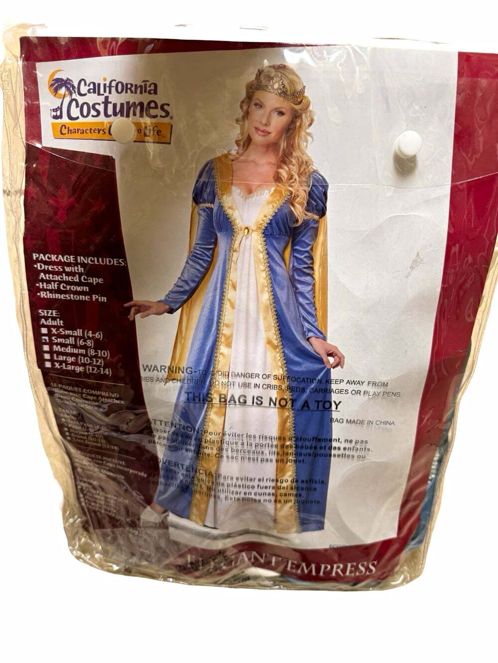 California Costumes Medieval Queen Dress Costume w/ Cape Crown, Size S